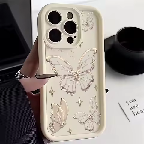 Ins Gold Butterfly Hot Phone Case For Xiaomi Mi 14 13 12 14T 11 Lite 12T Poco M6 X6 F4 F5 X3 X4 X5 C