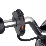 Motorcycle USB Charger QC3.0 Handlebar Fast Charging 12/24V Waterproof Handlebar Mounting Bracket Camera Phone Charger