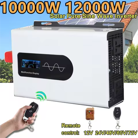 10000W 12000W Pure Sine Wave Inverter 10KW DC 12V 24V 48V To AC 110V 120V 220V Portable Charger Sola