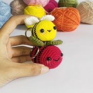 GANTUNGAN Bee Knitting Keychain Bee Amigurumi Keychain
