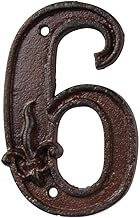 Esschert Design DB62-6 Cast Iron House Number 6, Rust Brown, 7.9 x 1.2 x 12.4