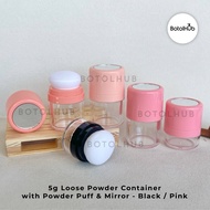 5g Loose Powder Container with Powder Puff & Mirror - Pink / Black CP004