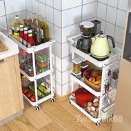 🚓Sinoart Multi-Purpose Storage Rack Household Kitchen Trolley Storage Rack Gap Folding Trolley Customized by Manufacture