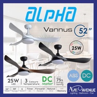 ALPHA VC2 / VC3 3 BLADES 52 Inch DC Motor Ceiling Fan with 3 Tone LED Light Kit and Remote Control