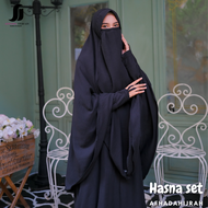 Afhadahijrah - Gamis wanita set hijab cadar hasna hitam baju dan jilbab instan syari free niqab