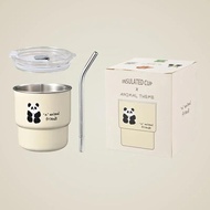 450mL 304 Stainless Steel Straw Cup Direct Drinking Breakfast Cafe Americano Milk Juice Giving Gifts