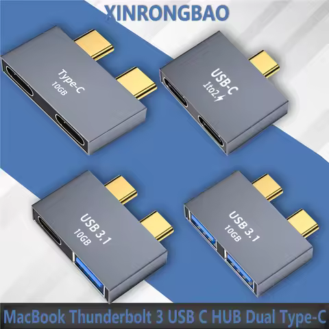 Type-C Transmission Expansion Dock Adapter for MacBook Thunderbolt 3 USB C HUB Dual Type-C alloy Ada