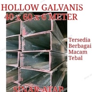 BESI HOLLOW GALVANIS 40 X 60 TEBAL 1 MM PANJANG 6 M
