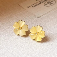 [Little Things] A20 Yellow Cat Eye Heart Flower Earrings