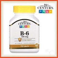 Vitamin B6 100 mg, 110 Tablets, Vitamin B-6 (as Pyridoxine HCl)