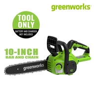 Greenworks เลื่อยโซ่ไร้สาย 10 นิ้ว 24V (เฉพาะตัวเครื่อง) ไม่รวมแบตฯ และที่ชาร์จ Cordless 10-Inch. Chainsaw (Tool Only)