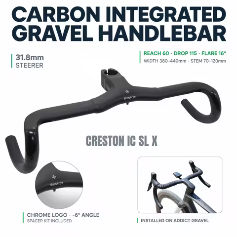 Toray T1000 Carbon Integrated Road Handlebar with Stem Gooutcyc, CRESTON IC SL X, Internal Routing, 