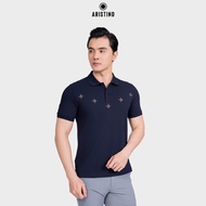 Aristino Men's Polo Shirt Regular Fit Plus form, delicate embroidery, masculine navy blue tone - APS