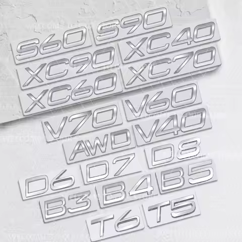 Auto 3D Metal For V40 V60 V70 S60 S90 XC40 XC60 XC70 XC90 AWD D2 D3 D4 D5 D6 B5 B6 B7 B8 T6 LOGO Emb