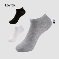 Lovito Men Casual Sock Soft and Comfortable All Seasons Black Sock for Men LNE122105 Lovito Men Kasu