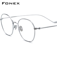 FONEX แว่นตาแว่นสายตาสั้นทรงกลมสไตล์วินเทจสำหรับผู้ชายกรอบแว่นตาไททาเนียม F85751แว่นกันแดดสไตล์เรโทรไททันแบบใหม่