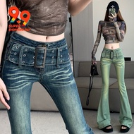 Gaya Amerika, retro, pinggang rendah, tabung lurus, mikro lama, celana jins 2023, model baru, pingga