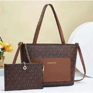 Introducing the Aigner Tote Bag Set in Signature Coated Canvas - Elevate Your Style with Semi Platin