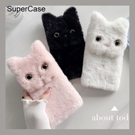 Warm Plush Cat Stand Case For Realme GT7 GT6 GT Neo 7 6 SE GT5 GT2 GT Explorer Master P1 5G Cover Cu