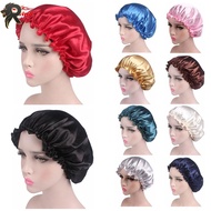 RL HW Pure Color Silk Satin Hat Night Sleep Cap Hair Care Beauty Bonnet Hat Head Cover Elastic Band
