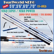 TsuriWorld NEKO Solid Rod 15-40lb 12-30lb (5ft - 7ft) 2-Piece Spinning Fishing Rod Joran Ikan