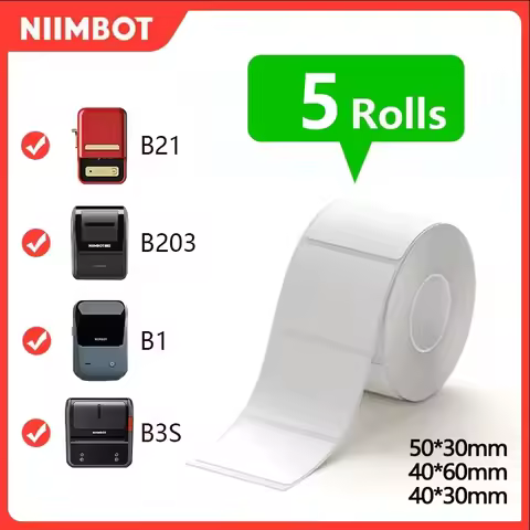 Niimbot B1 Labels Portable Self-Adhesive 5Rolls Label Thermal Label Without Ink Waterproof Paper For