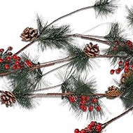 Ornativity Pine and Berries Garland - Pine Needles, Pinecone and Berry Rustic Holiday Christmas Tree Natural Garland Decorations – 6 Ft