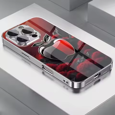 Creative Black Red Pattern Luxury Tempered Glass Phone Case for Xiaomi Redmi Note 14 14c 13 12 13c 1