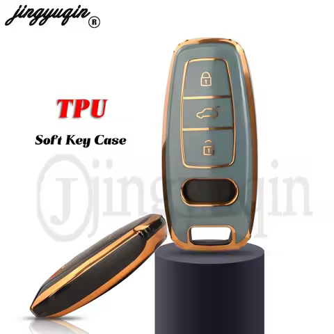 jingyuqin For Audi A6 A7 A8 E-tron Q5 Q8 C8 D5 Gold Edge Design Holder Protector Accessories TPU Car