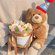 bouquet flower flower bouquet Bouquet rajutan, boneka beruang, karangan bunga, hadiah ulang tahun, g