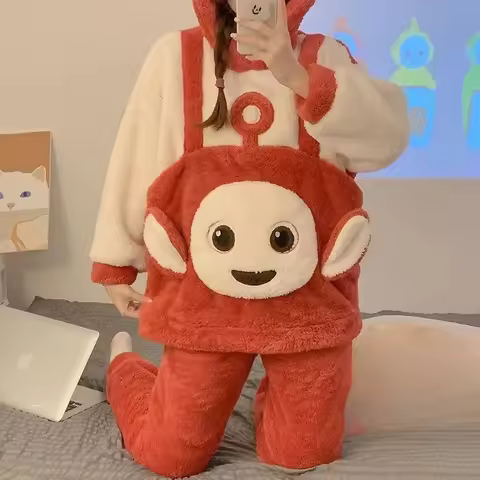 Teletubbies Po Dipsy Cute Cartoon Anime Adult Soft Long Sleeve Pajamas Set Cosplay Home Keep Warm Cl