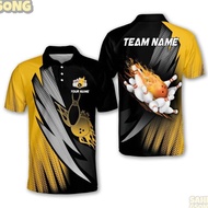 【FREE CUSTOM】3D Bowling Polo Shirts For Team BO0376 Bowling Balls And Pins With For Men, Casual Stre