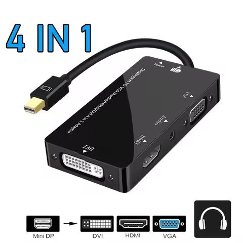 Mini DisplayPort to HDMI VGA DVI Audio 4-in1 adapter cable for Apple Macbook Pro Air Mini Thunderbol