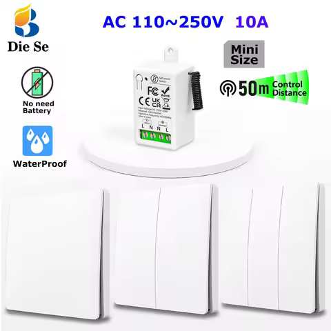 433MHz Wireless Light Switch No need Battery AC 110V 220V Self-Powered Receiver and RF 86 Wall Switc