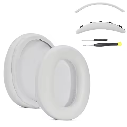 Replacement Headphone Ear Pads Protein Leather Sponge Foam Headphone Headband Cover Mesh Fabric for