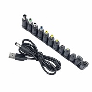 12 in 1 USB 5V to DC สายไฟ Universal USB to DC Jack สายชาร์จสายไฟปลั๊กอะแดปเตอร์ 5.5x2.5 มม.
