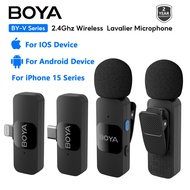 BOYA BY-V Wireless Microphone Noise Cancellation Lapel Mini Mic Clip-On Lavalier Microphone for Vlog