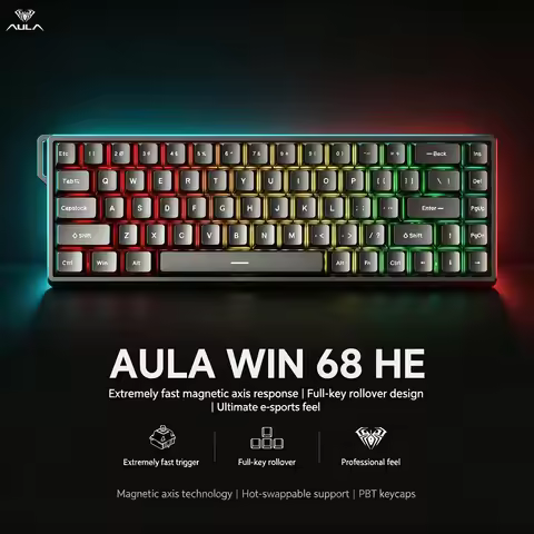 AULA Win60 Win68 HE Hall Effect Keyboard 8K Polling Rate RGB Backlit Gasket Structure Hot-Swap Wired