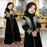 set abaya arab anak bordir mesir kids gamis hitam jetblack