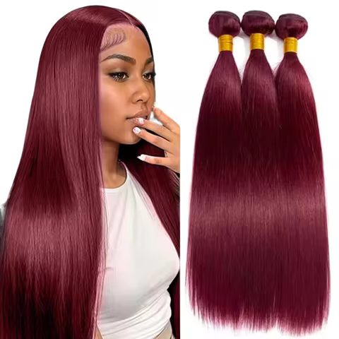 Queenlike 1/3/4 Colored Burgundy 99J Body Wave Bundles Brazilian Red Color Human Hair Bundles 100% U