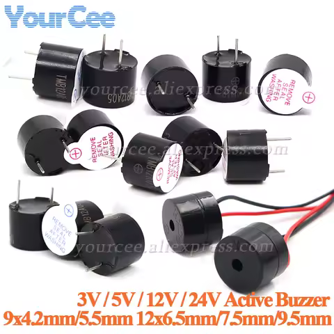 10pcs/5pcs Mini Active Buzzer 3V 5V 12V 24V 0905 9*5.5mm 4.2mm 12*6.5mm 7.5mm 9.5mm Electromagnetic 