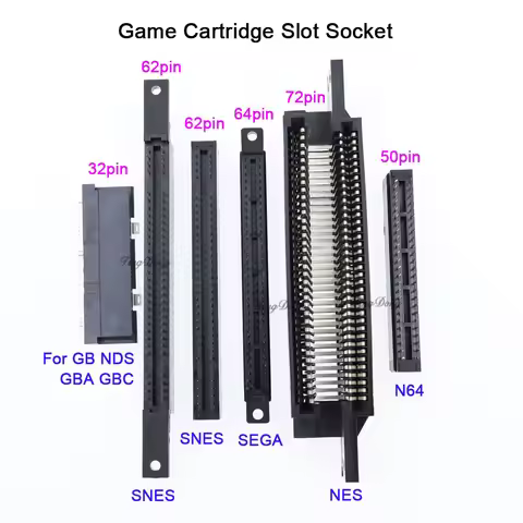1PC 72Pin 64Pin 62Pin 50Pin 32pin Game Cartridge Slot Connector For GB GBA GBC NDS NES N64 SEGA SNES