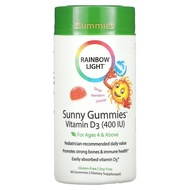 Rainbow Light, Sunny Gummies, Vitamin D3, For Ages 4 & Above, Tangy Mandarin Orange, 400 IU, 60 Gumm