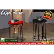 Side Table with metal leg - Ø490 H670 - Black / Red
