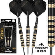 MISSION STEEL TIP DART - 23G M3 Mission ONZA Black & Gold Brass  Steel Darts (ARROW DART KELULI)