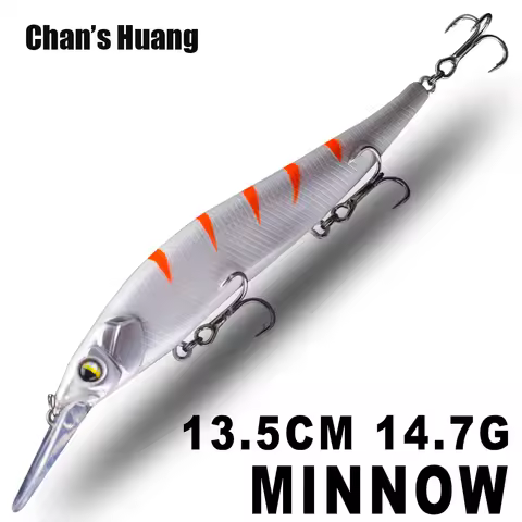 Chan's Huang 1PCS Deep Water Jerkbait Minnow Artificial Hard Bait Long Cast 3PCS Treble Hooks Float