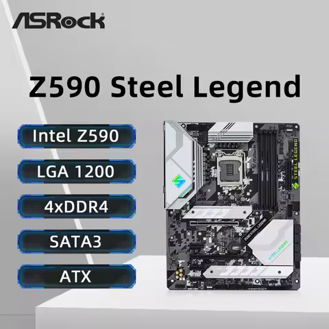 ASRock Z590 STEEL LEGEND Motherboard LGA1200 Support i9-11900KF i7-10700K i5-10400F i5-11600K CPU In