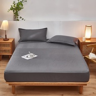 Striped bed sheet Fitted Bedsheet Soft Skin-friendly Satin Bedsheet Set Single/Super Single/Queen/Ki