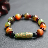 HighQuality Tibetan Agate Multicolour*9 Eyes*Dzi Bead Colorful Bracelet MenWomen