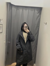 UNIQLO 2025แท้นำเข้าญี่ปุ่นห้องลองเสื้อเดี่ยวฤดูใบไม้ผลิกันลมมีฮู้ดเสื้อกันลมทนทานเสื้อโค๊ตกันน้ำลำล